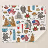 USA Symbole Vintag Nahtloses Muster Sherpadecke (Vorderseite (Horizontal))