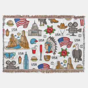 USA-Symbole Vintage nahtloses Muster Decke