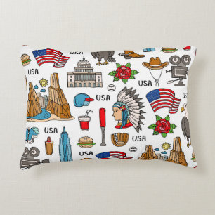 USA-Symbole Vintage-Nahtloses Muster Dekokissen
