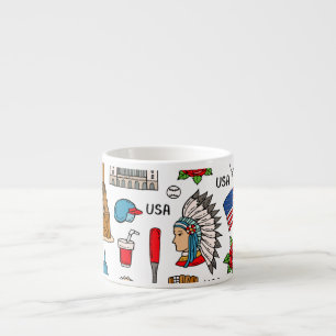 USA-Symbole Vintage nahtloses Muster Espressotasse