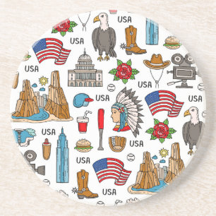 USA-Symbole Vintage-Nahtloses Muster Getränkeuntersetzer