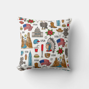 USA-Symbole Vintage-Nahtloses Muster Kissen