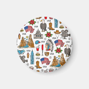 USA-Symbole Vintage-Nahtloses Muster Magnet
