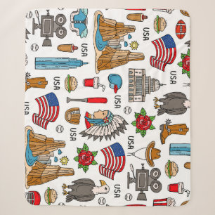 USA-Symbole Vintage-Nahtloses Muster Sherpadecke