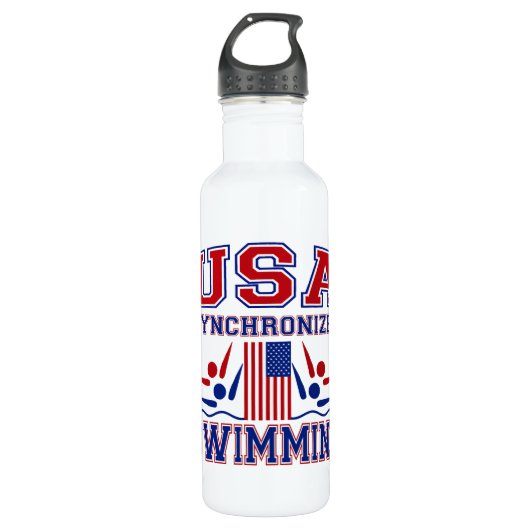 USA-Synchronschwimmen Edelstahlflasche (Vorderseite)