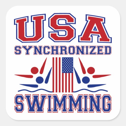 USA Synchronschwimmen Quadratischer Aufkleber (Vorderseite)