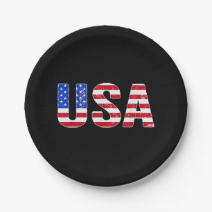 USA T-Shirt Patriotische Amerikanische Flagge Männ Pappteller