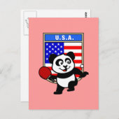 USA Table Tennis Panda Postkarte (Vorne/Hinten)
