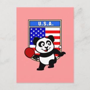 USA Table Tennis Panda Postkarte