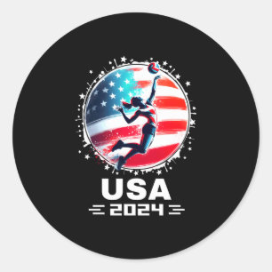 Usa Team 2024 Volleyball-Shirt für Männer Frauen K Runder Aufkleber