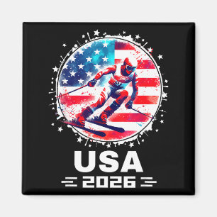 USA-Team 2026 Skishirt für Männer Frauen Kinder Magnet