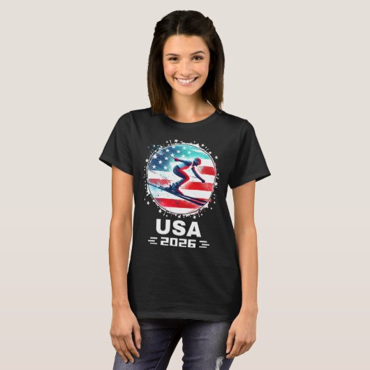 Usa Team 2026 Vereinigte Staaten Amerikanische Fla T-Shirt (Vorne ganz)