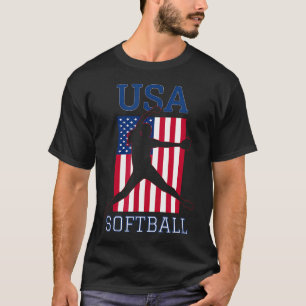 USA-Team-Sport Amerikanische Flagge Mädchen Softba T-Shirt