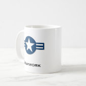 USA Teamwork blau Kaffeetasse (Vorderseite Links)