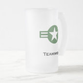 USA Teamwork Green Mattglas Bierglas (VorderseiteRechts)