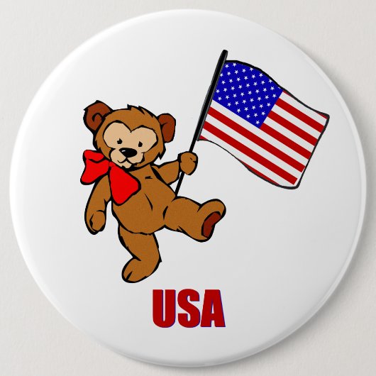 USA-Teddybär-Knopf Button (Vorderseite)