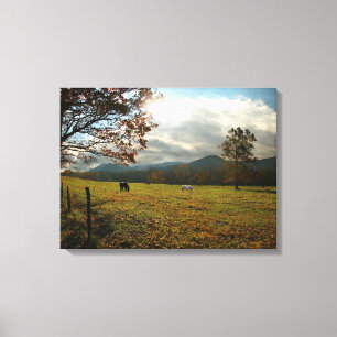 USA, Tennessee. Pferde im Höhlental Leinwanddruck