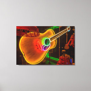 USA, Texas, Austin. Neon-Gitarre bei Blackmail Leinwanddruck