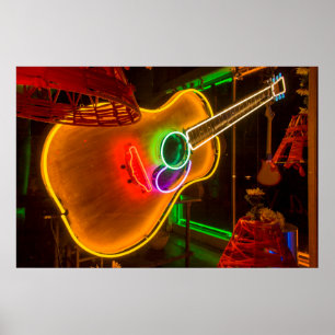 USA, Texas, Austin. Neon-Gitarre bei Erpressung Poster