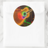 USA, Texas, Austin. Neon Guitar bei Blackmail Runder Aufkleber (Tasche)