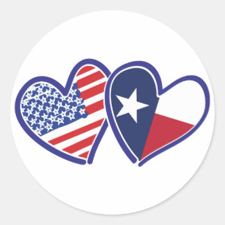 USA-Texas-Flag-Herz Runder Aufkleber