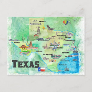 USA Texas Reiseplan mit Highlights Postkarte