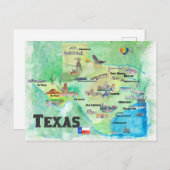 USA Texas Reiseplan mit Highlights Postkarte (Vorne/Hinten)