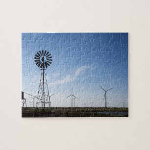 USA, Texas, Vega, Alte Ranch, Windmühle und Wasser Puzzle