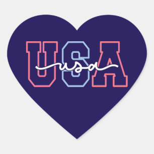USA Text 4. Juli Design-62118 Herz-Aufkleber