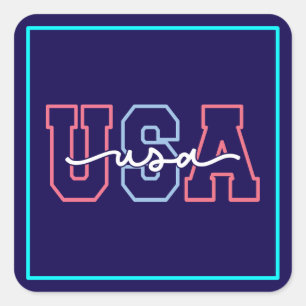 USA Text 4. Juli Design-62118 Quadratischer Aufkleber