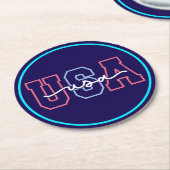 USA Text 4. Juli Design-62118 Runder Pappuntersetzer (Angewinkelt)