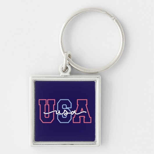 USA Text 4. Juli Design-62118 Schlüsselanhänger (Vorne)