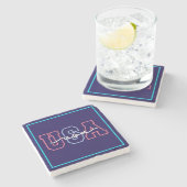 USA Text 4. Juli Design-62118 Steinuntersetzer (Seitenansicht)