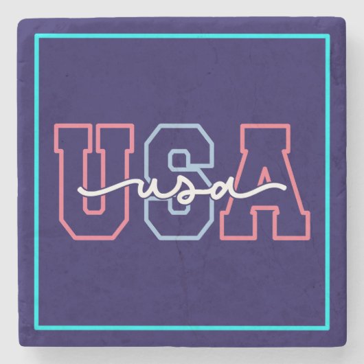 USA Text 4. Juli Design-62118 Steinuntersetzer (Vorderseite)