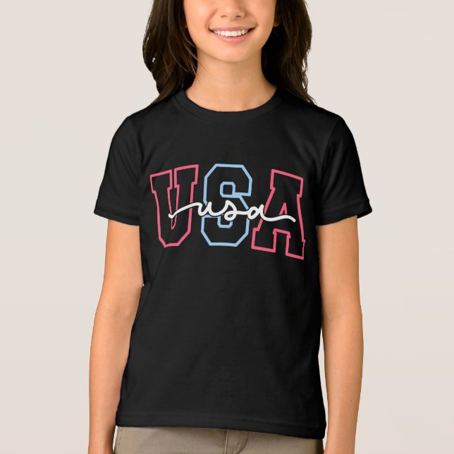 USA Text 4. Juli Design-62118 Tri-Blend Shirt (Vorderseite)