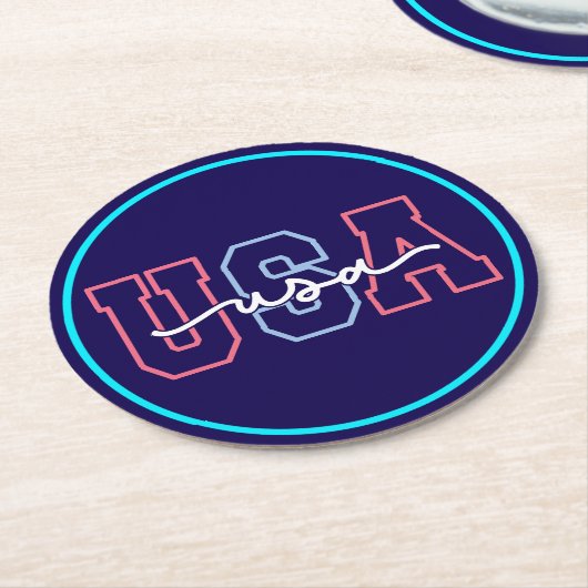 USA Text 4th Of July Design-62118 Runder Pappuntersetzer (Angewinkelt)