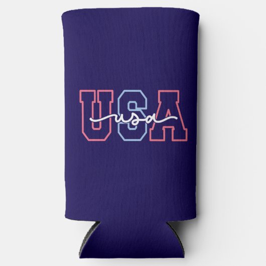 USA Text 4th Of July Design-62118 Selters Dosenkühler (Vorderseite)