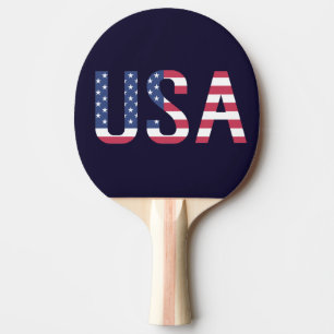 USA-Text-amerikanische Flagge auf Tischtennis Schläger