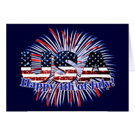USA Text Flag Feuerwerk Happy 4. Juli Karte