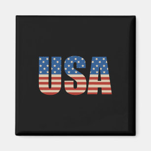 Usa Text Flag Shirt - Patriotisches amerikanisches Magnet