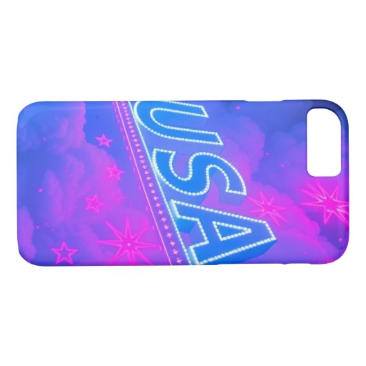 USA Text mit Neon Lighting - Mobile Case-Mate iPhone Hülle (Rückseite (Horizontal))