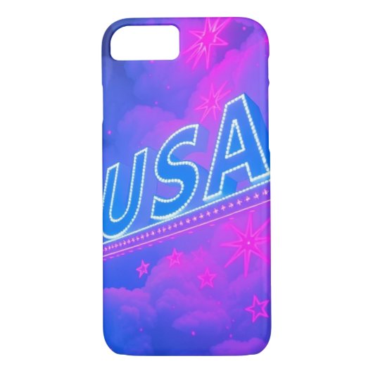 USA Text mit Neon Lighting - Mobile Case-Mate iPhone Hülle (Rückseite)