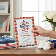USA Thema Baby Shower Einladung Gingham