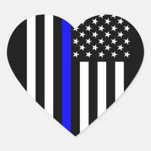 USA Thin Blue Line Herz-Aufkleber