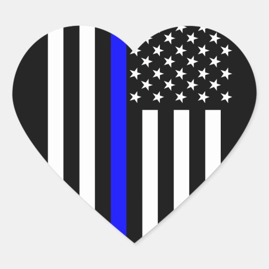 USA Thin Blue Line Herz-Aufkleber (Vorderseite)