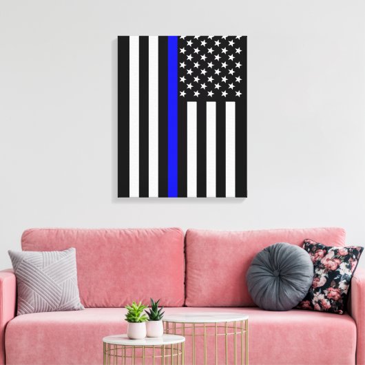 USA Thin Blue Line Leinwanddruck (Insitu (Wohnzimmer))
