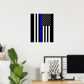 USA Thin Blue Line Poster (Heimbüro)