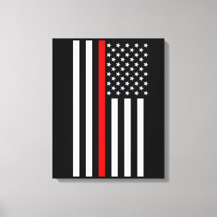 USA Thin Red Line auf einer Leinwanddruck