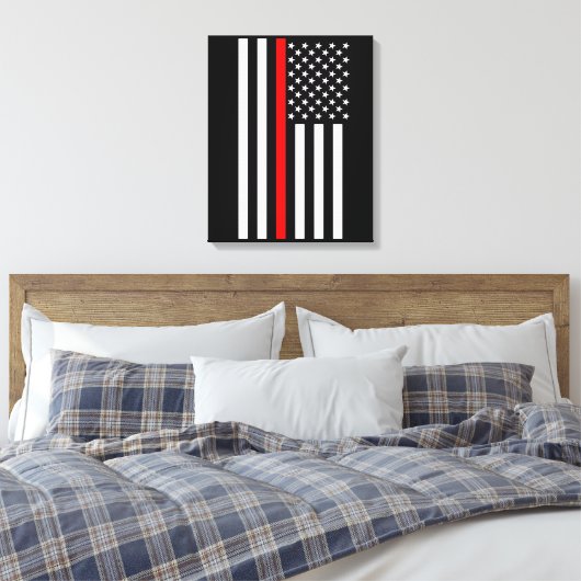 USA Thin Red Line auf einer Leinwanddruck (Insitu (Schlafzimmer))