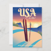 USA "To Ski" Vintages Reiseplakat Einladung (Rückseite)